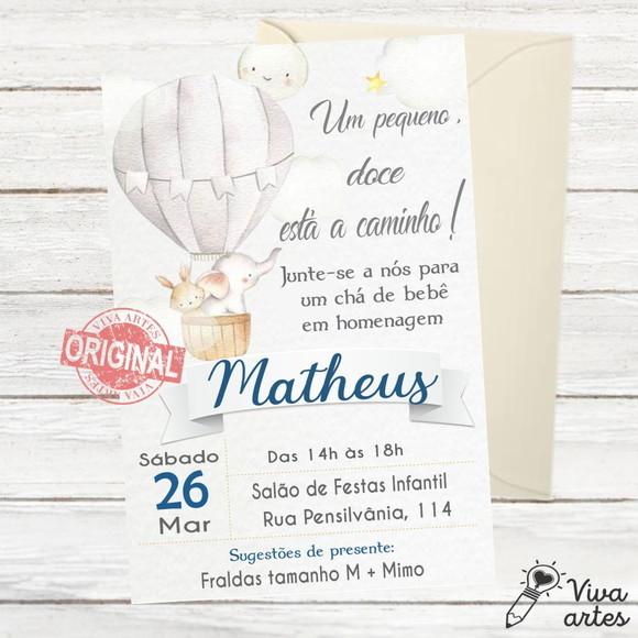 Convite Digital Elefantes Chá de Bebê