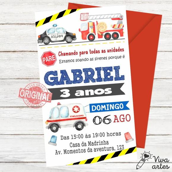 Convite Digital Equipe de Resgate - Bombeiros e Policial