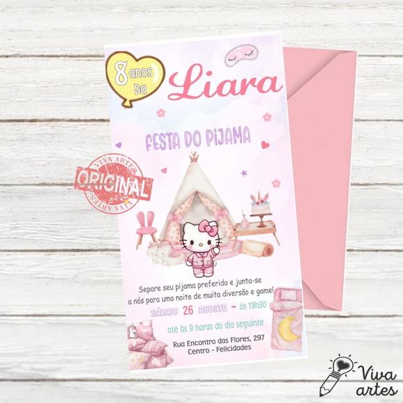 Convite Digital Hello Kitty - Festa do Pijama