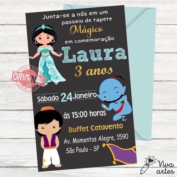 Convite Digital Jasmine e Alladin Cute