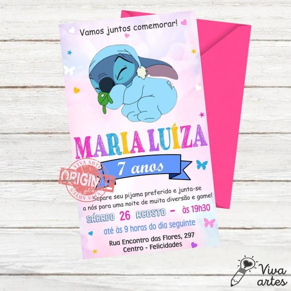 Convite Digital Lilo e Stitch Festa Pijama