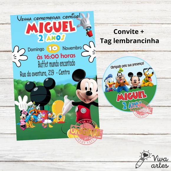 Convite Digital Mickey Tag Lembrancinha