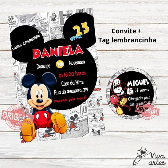 Convite Digital Mickey Tag Lembrancinha