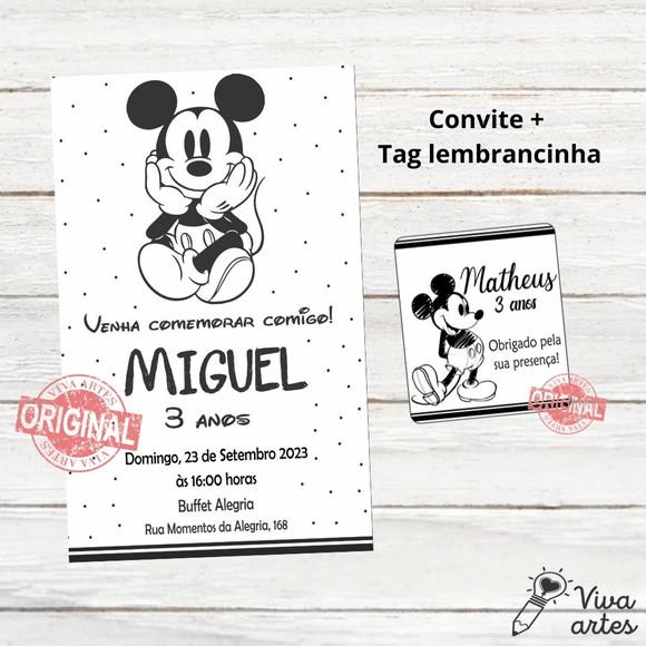 Convite Digital Mickey Tag Lembrancinha