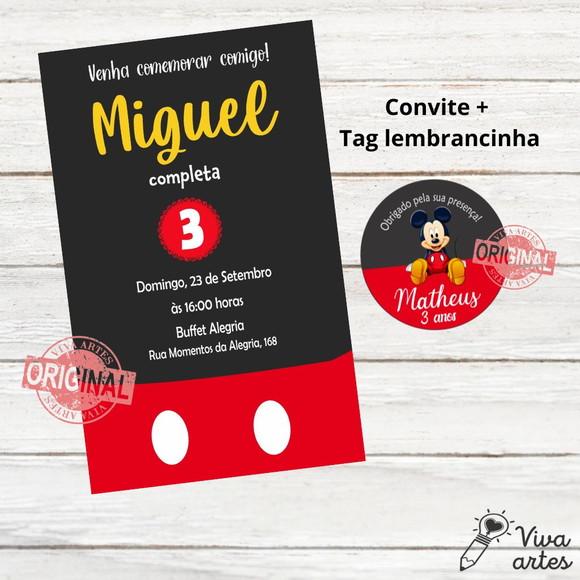 Convite Digital Mickey Tag Lembrancinha