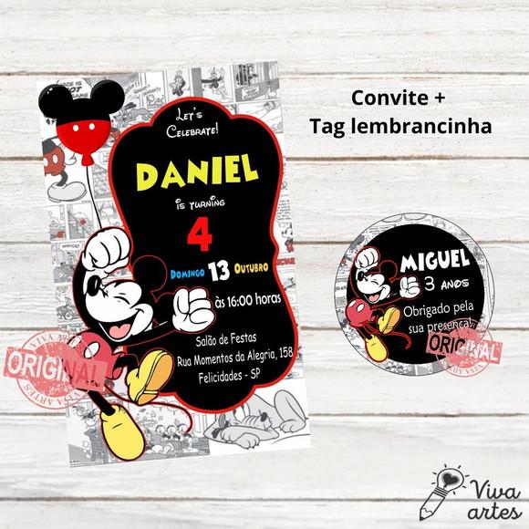 Convite Digital Mickey Tag Lembrancinha