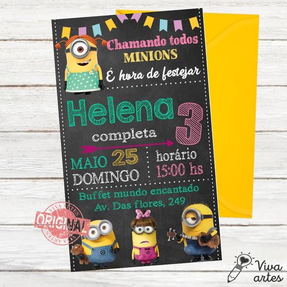Convite Digital Minions Meninas