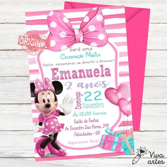 Convite Digital Minnie Rosa