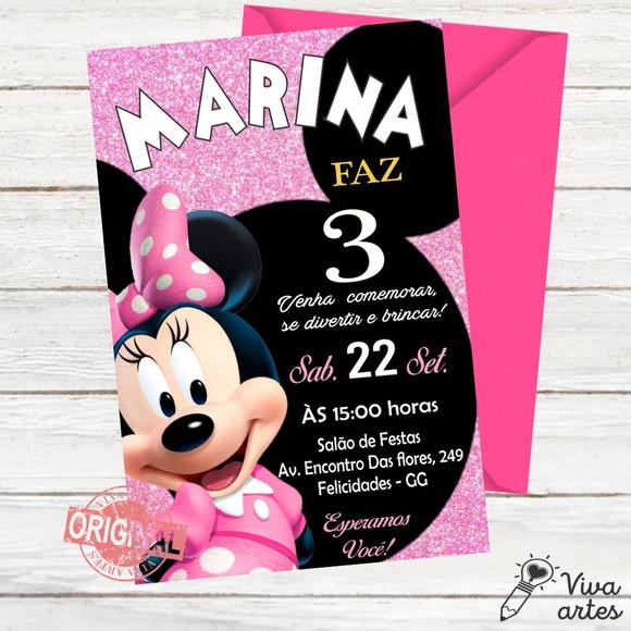 Convite Digital Minnie Rosa