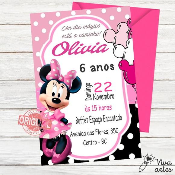 Convite Digital Minnie Rosa