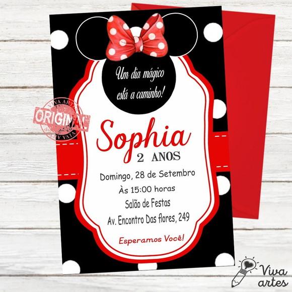 Convite Digital Minnie Vermelho