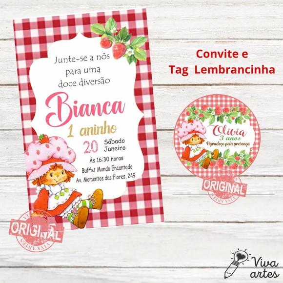 Convite Digital Moranguinho Tag Lembrancinha