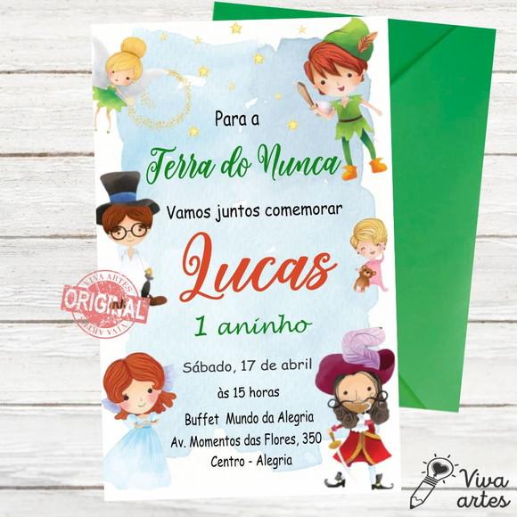 Convite Digital Peter Pan e Wendy Cute