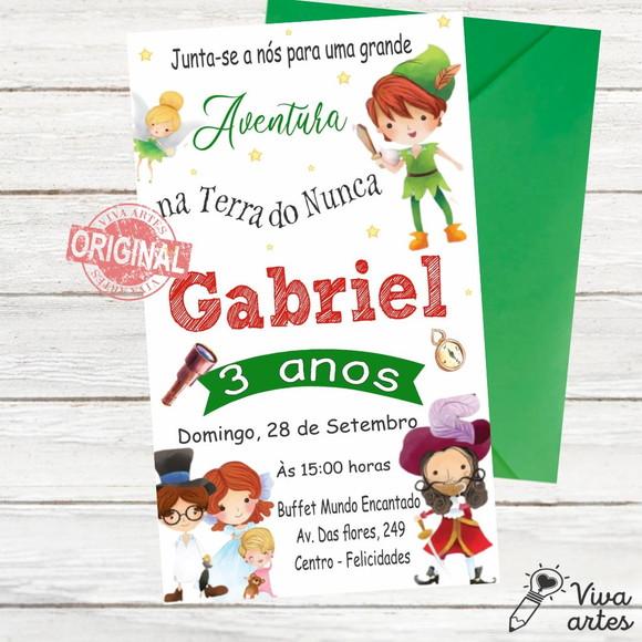 Convite Digital Peter Pan e Sininho Cute