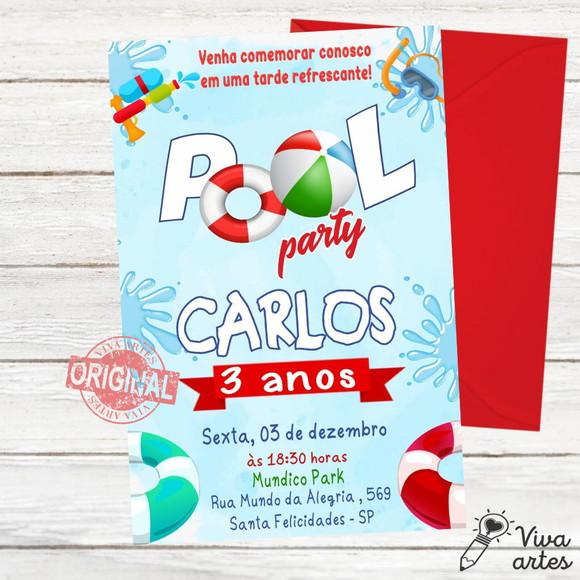 Convite Digital Pool Party Menino