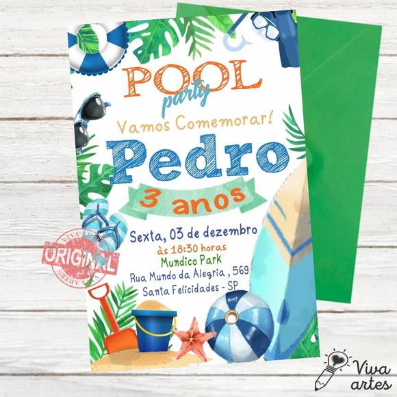 Convite Digital Pool Party Menino