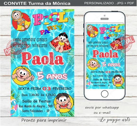 Convite Digital Pool Party Turma da Mônica