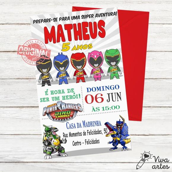 Convite Digital Power Rangers