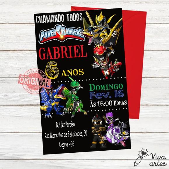 Convite Digital Power Rangers Dino Charge
