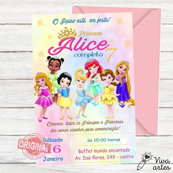 Convite Digital Princesas Cute Disney