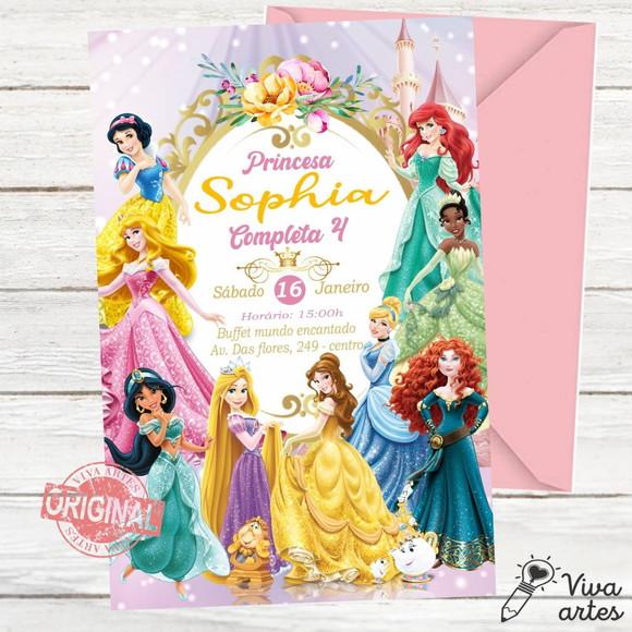 Convite Digital Princesas Disney