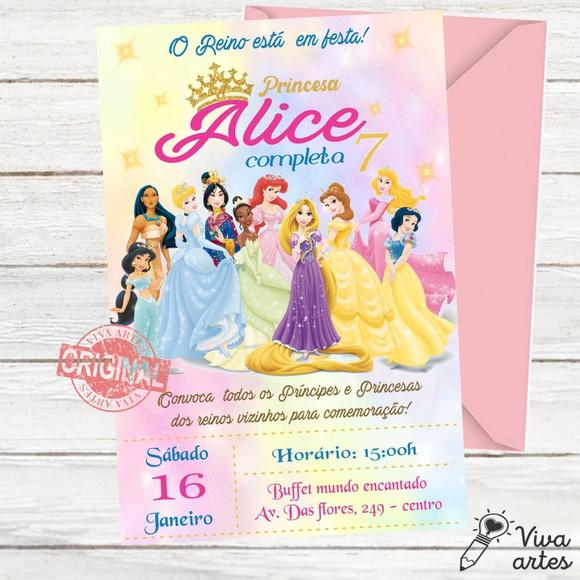 Convite Digital Princesas Disney