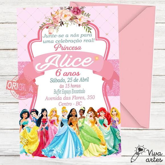 Convite Digital Princesas Disney