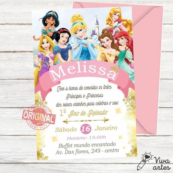 Convite Digital Princesas Disney