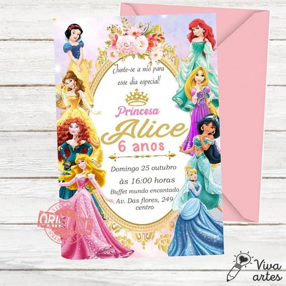 Convite Digital Princesas Disney