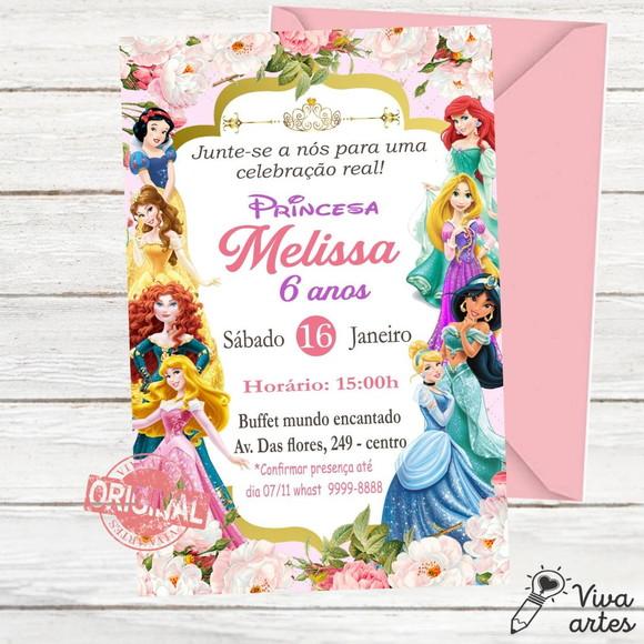 Convite Digital Princesas Disney