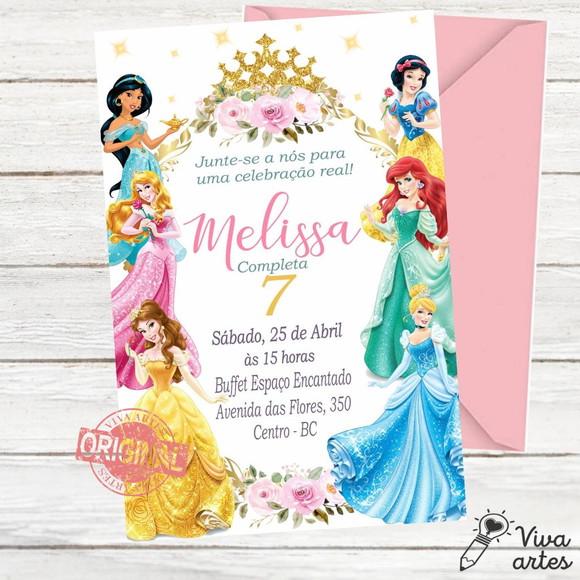 Convite Digital Princesas Disney