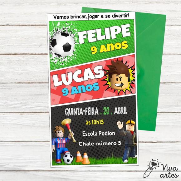 Convite Digital Roblox Vs Futebol Irmãos