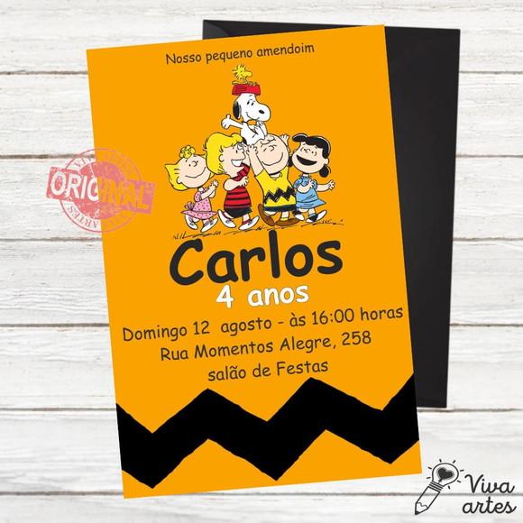 Convite Digital Snoopy e Charlie Brown