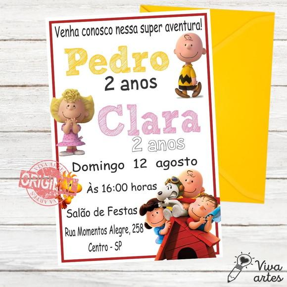 Convite Digital Snoopy Irmãos