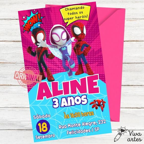 Convite Digital Spidey e Seus Amigos Menina