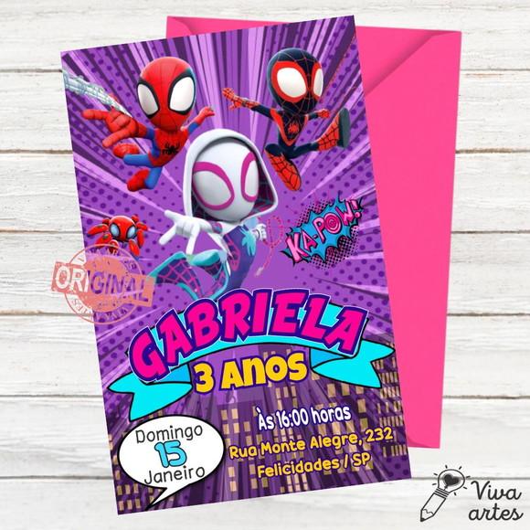 Convite Digital Spidey e Seus Amigos Menina