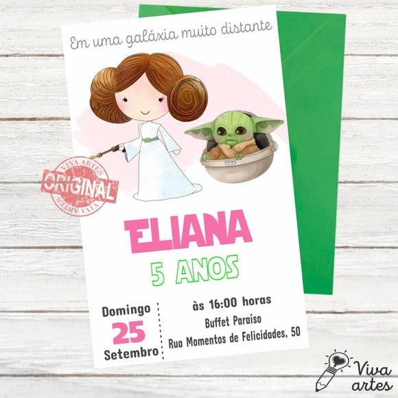 Convite Digital Star Wars Menina