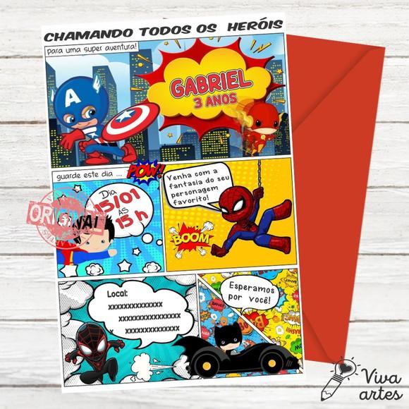 Convite Digital Super Heróis