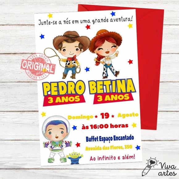 Convite Digital Toy Story - Irmãos