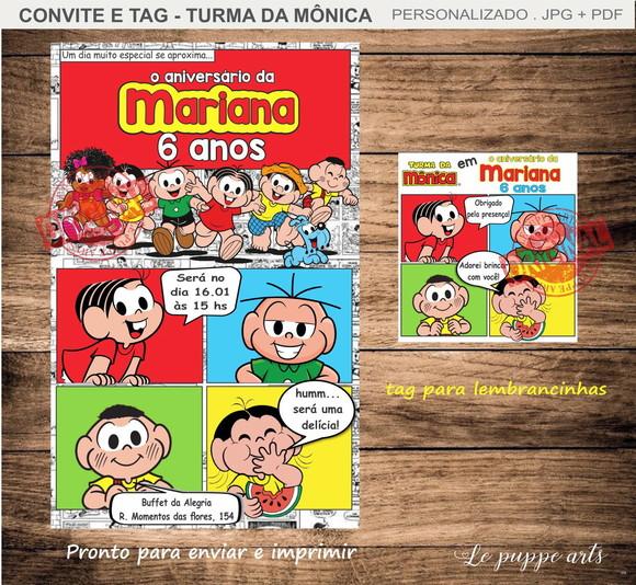 Convite Digital Turma da Mônica Tag Lembrancinha