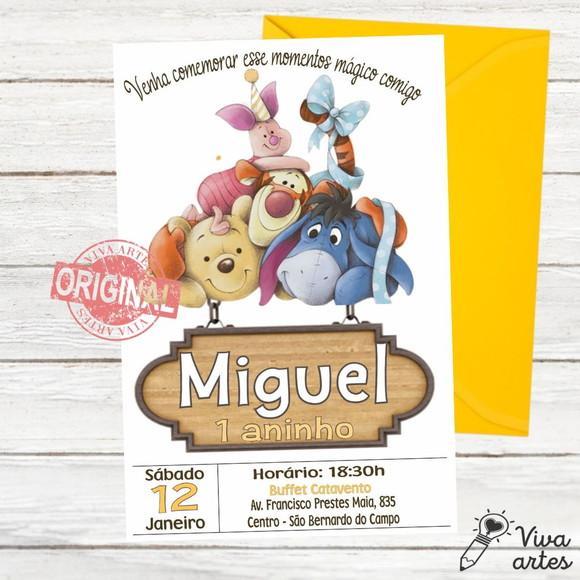 Convite Digital Ursinho Pooh