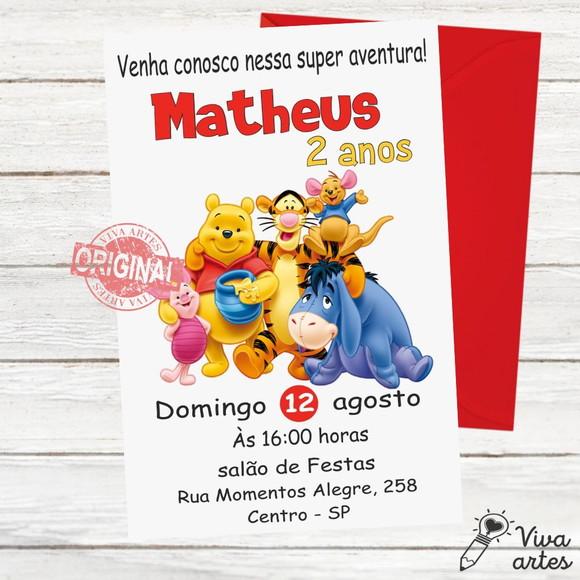 Convite Digital Ursinho Pooh