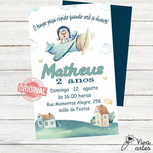 Convite Digital Urso Aviador