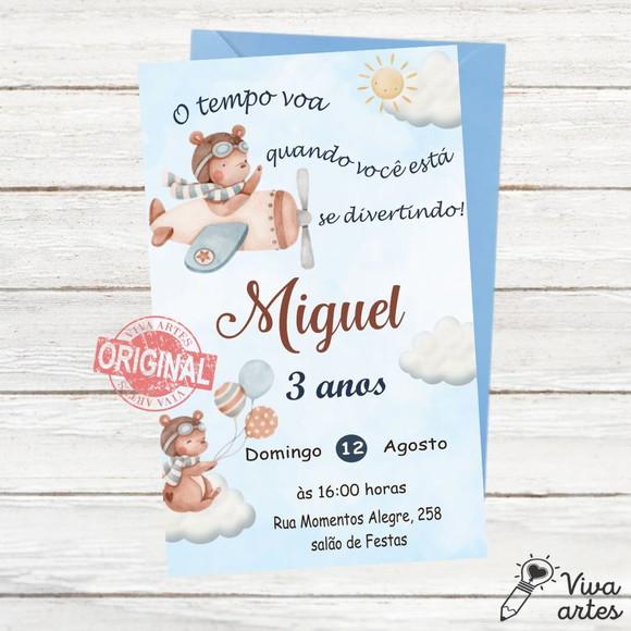 Convite Digital Urso Aviador