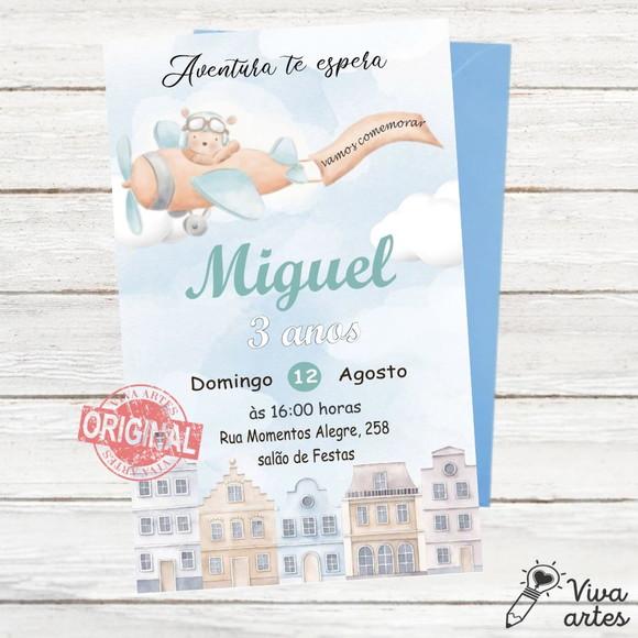 Convite Digital Urso Aviador