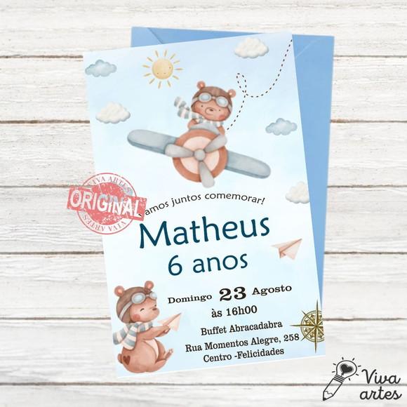Convite Digital Urso Aviador