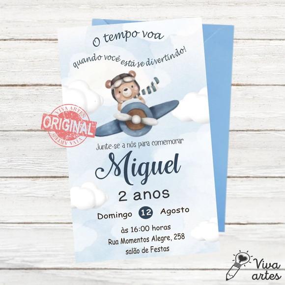 Convite Digital Urso Aviador