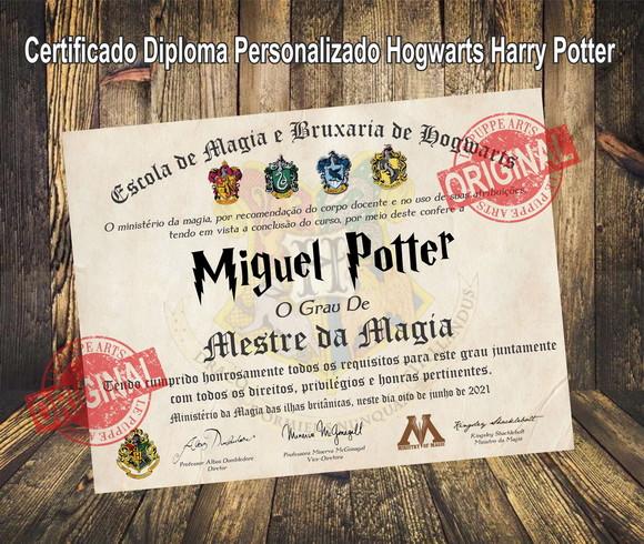 Diploma Personalizado Hogwarts Harry Potter