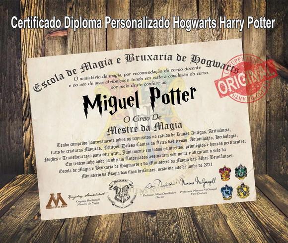 Diploma Personalizado Hogwarts Harry Potter