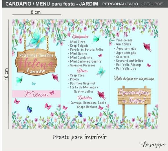 Menu de Festa Digital - Jardim Encantado